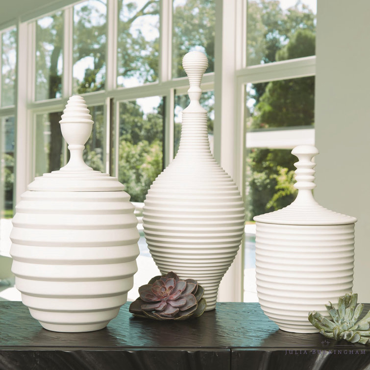 Orion Medium White Textured Ceramic Jar