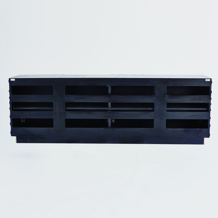 Pleated Black Onyx Pine Media Cabinet with Nickel Accents