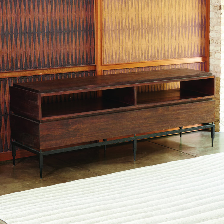 Artisan Hand-Rubbed Mango Wood & Metal Console with Storage