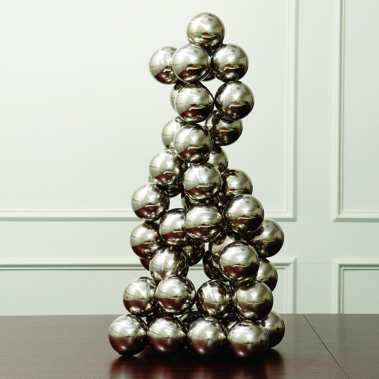 Nickel Plated Stacked Sphere Table Sculpture