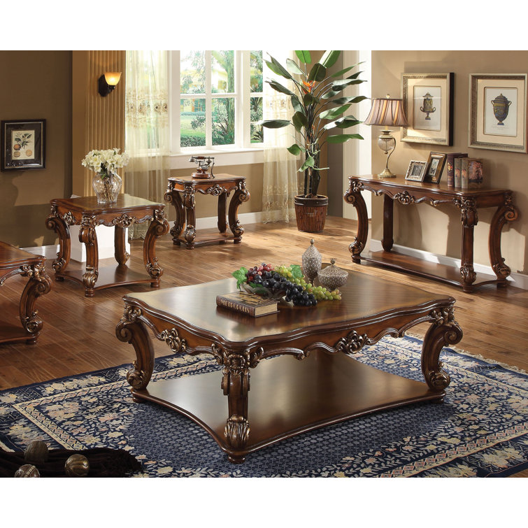 Cherry Solid Wood Square End Table with Scrolled Legs