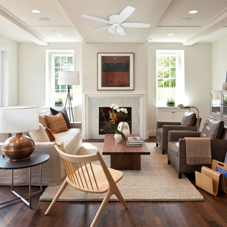52" White Flush Mount LED Ceiling Fan with Light
