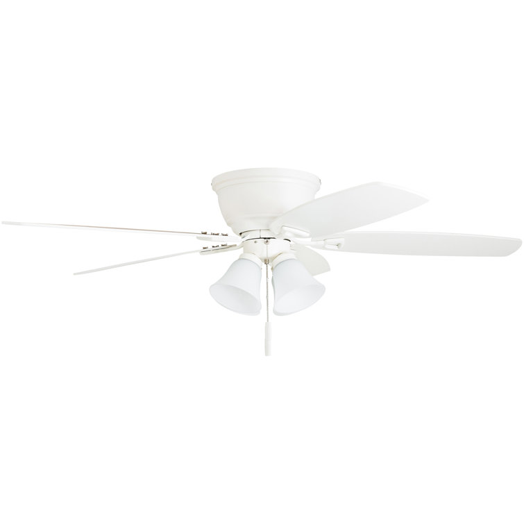 52" White Flush Mount LED Ceiling Fan with Light