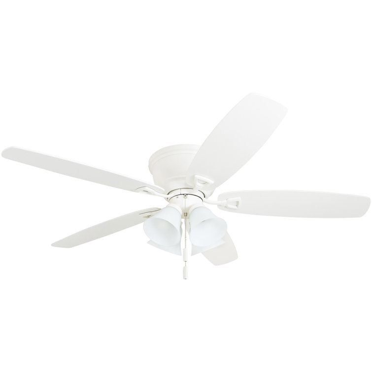 52" White Flush Mount LED Ceiling Fan with Light