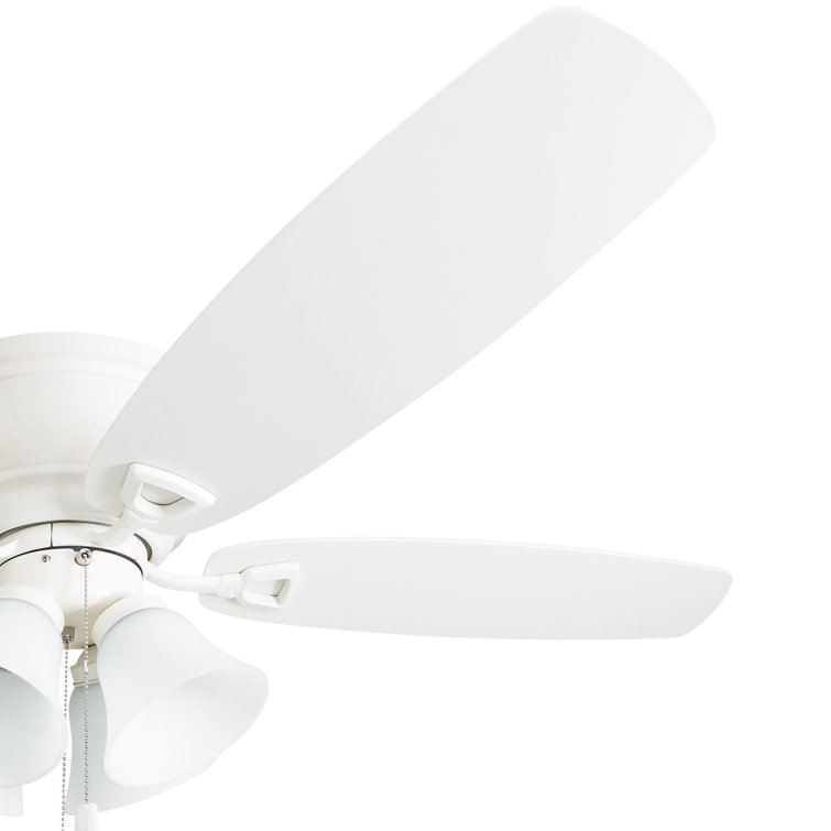 52" White Flush Mount LED Ceiling Fan with Light