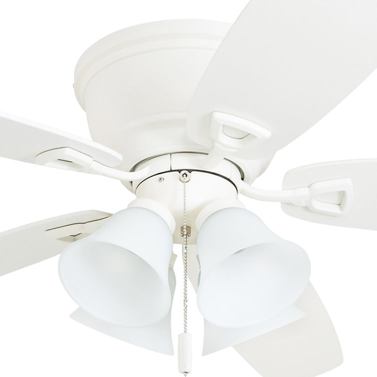 52" White Flush Mount LED Ceiling Fan with Light