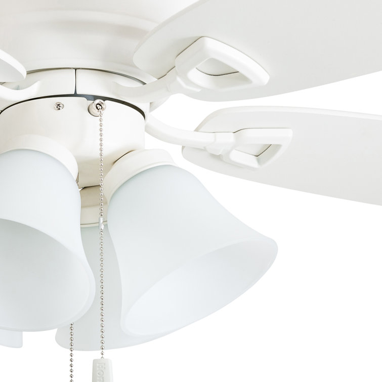 52" White Flush Mount LED Ceiling Fan with Light
