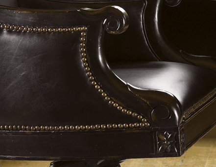 Kingstown Traditional Swivel Task Chair in Leather and Wood