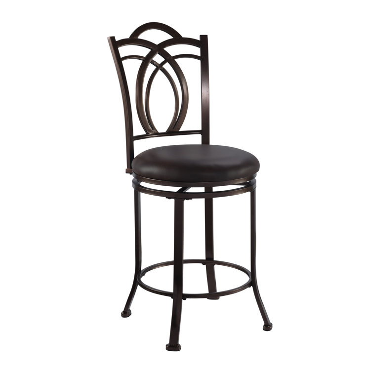 Calif Transitional Espresso Swivel Counter Stool with Faux Leather