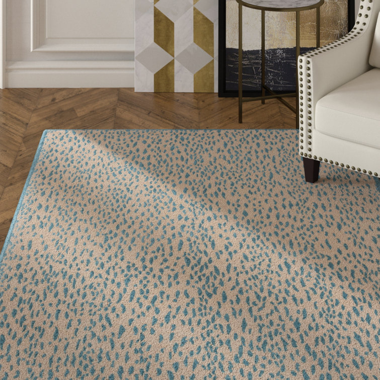 Marbella Blue Beige Flat Woven Wool 8' x 10' Area Rug