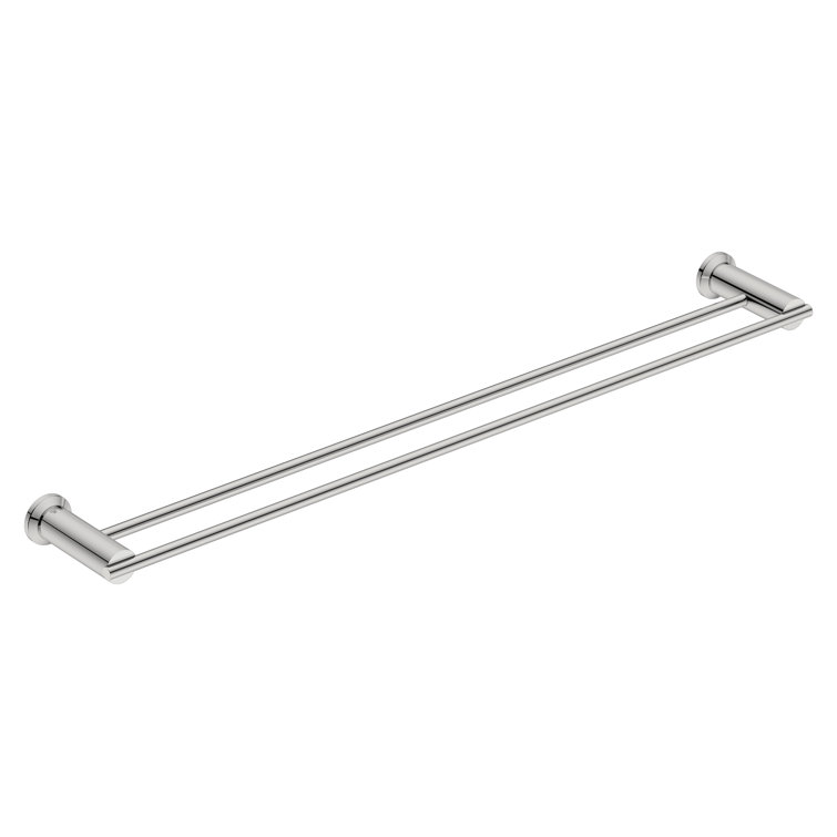 Polished Stainless Steel Contemporary Double Towel Bar, 32"