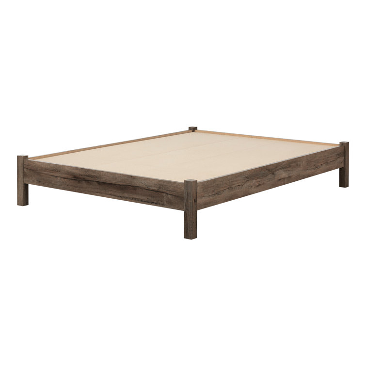 Gray Oak Queen Platform Bed Frame with Storage Drawer