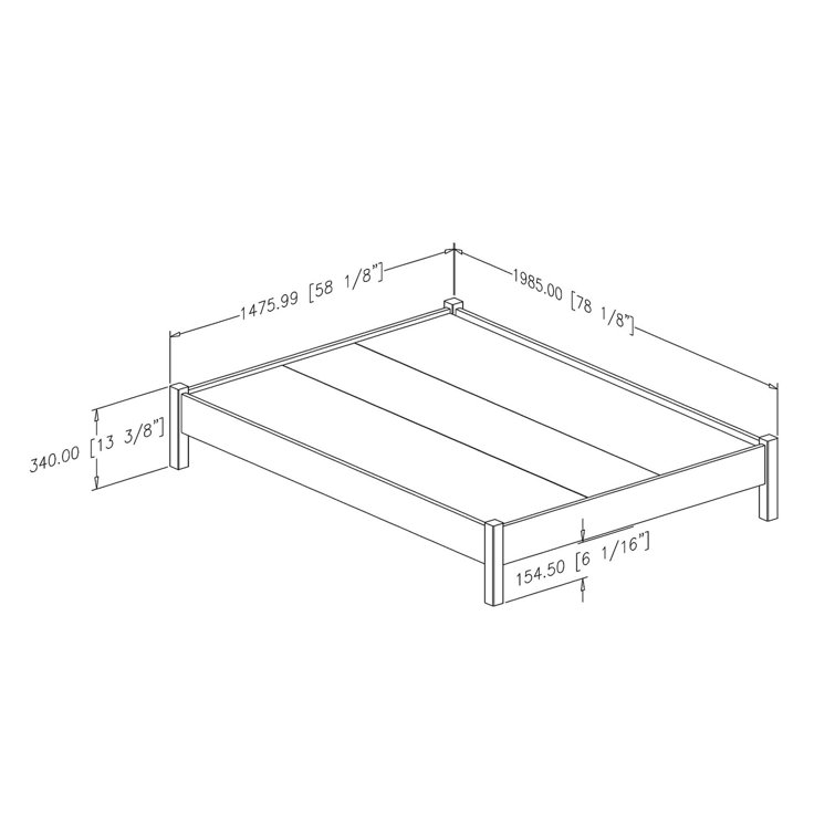 Full Weathered Oak Platform Bed with Underbed Storage
