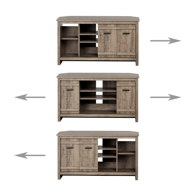 Weathered Oak Corner TV Stand with Fireplace Cabinet