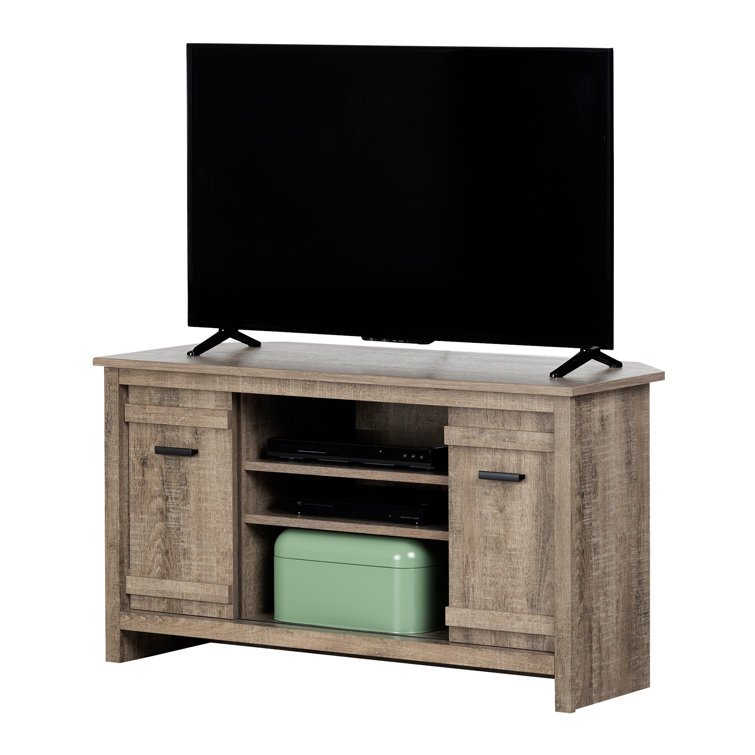 Weathered Oak Corner TV Stand with Fireplace Cabinet