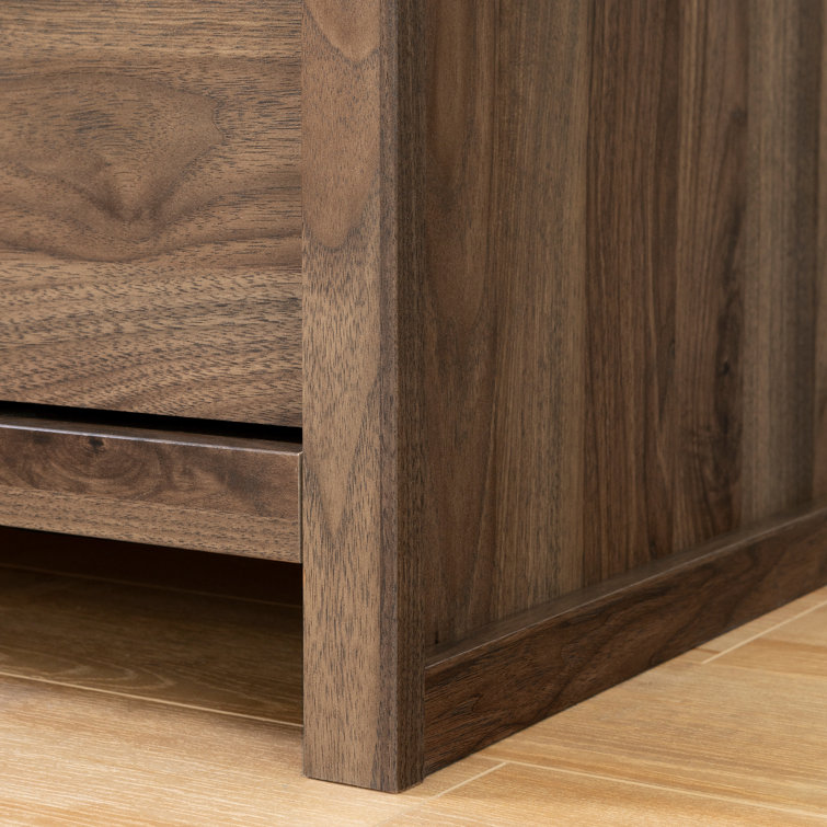 Natural Walnut 2-Drawer Nightstand with Black Handles
