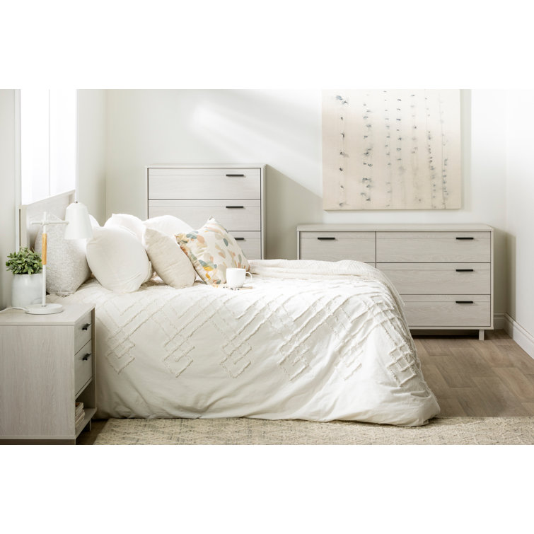 Fynn Full Winter Oak Wood Panel Headboard with Storage