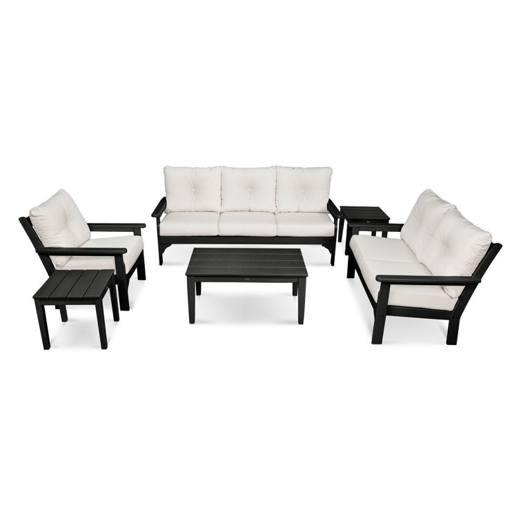 Black and Gray 6-Piece Deep Seating Set with Cushions