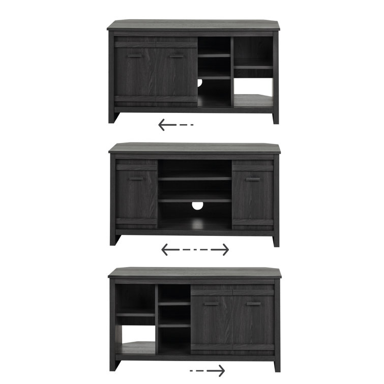 Modern Gray Oak Corner TV Stand with Fireplace and Cabinet