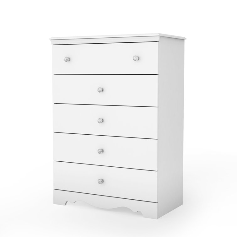 Elegant Crystal Double 5-Drawer Chest in Pure White