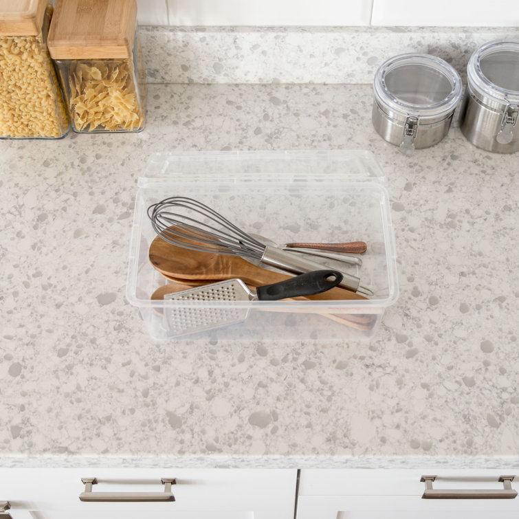 Clear Stackable Plastic Storage Bins with Lids, 12.88"