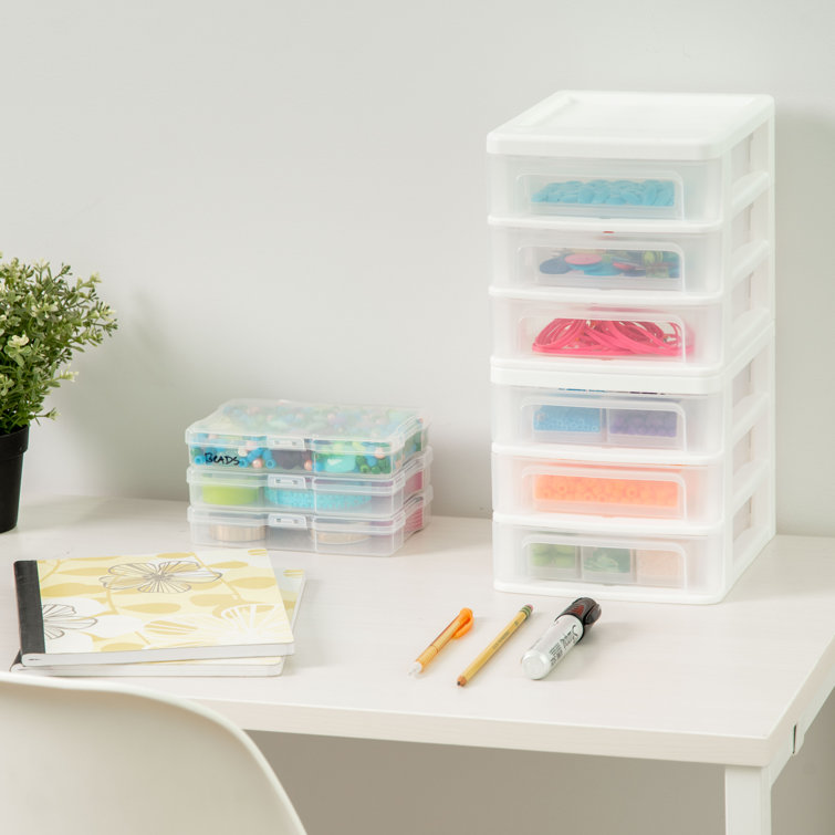Compact White 3-Drawer Desktop Organizer, Stackable, Made in USA