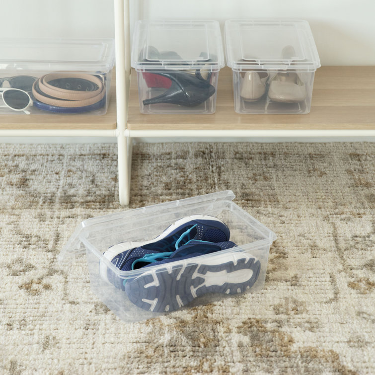 Clear Stackable Plastic Storage Bins with Lids, 12.88"