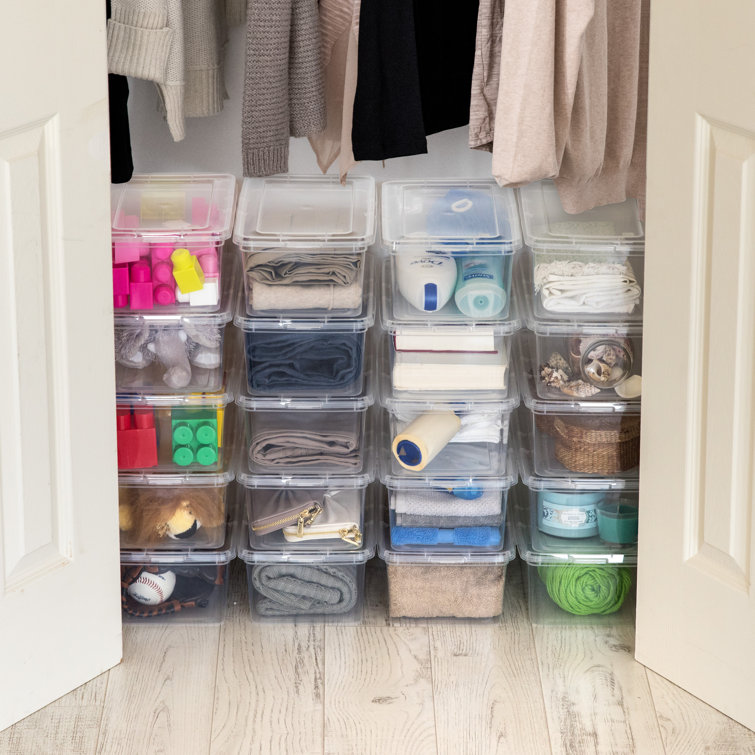 Clear Stackable Plastic Storage Bins with Lids, 12.88"