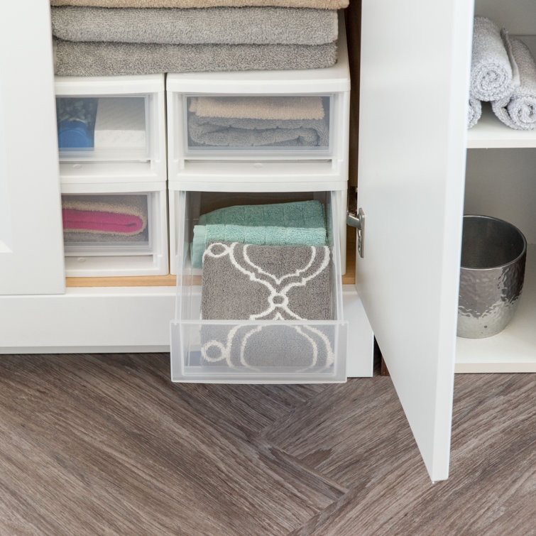White Stackable Plastic Storage Drawer Unit