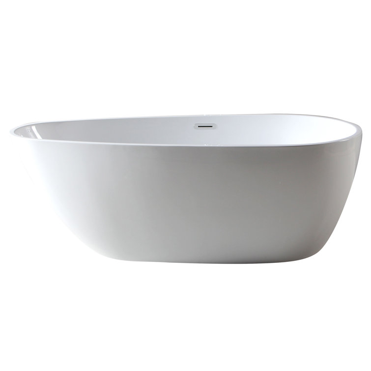 59'' White Freestanding Acrylic Soaking Bathtub