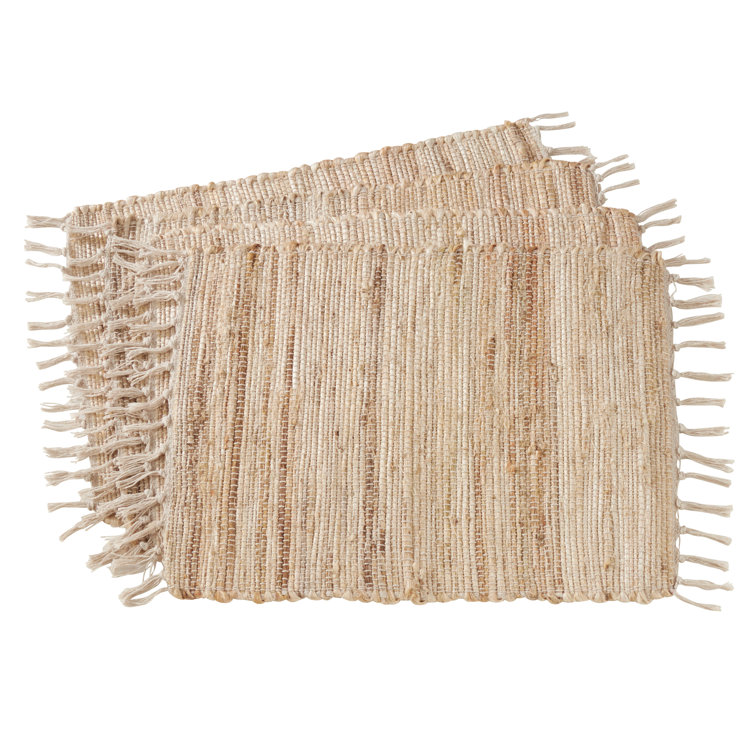 Natural Jute Chindi Braided Rectangle Placemat Set
