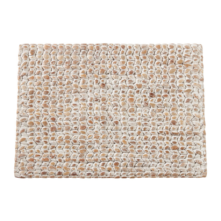 Beige Woven Water Hyacinth Rectangular Placemats, Set of 4
