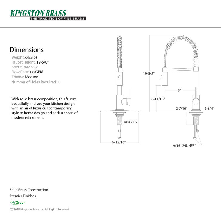 Matte Black and Chrome Single-Handle Pre-Rinse Kitchen Faucet