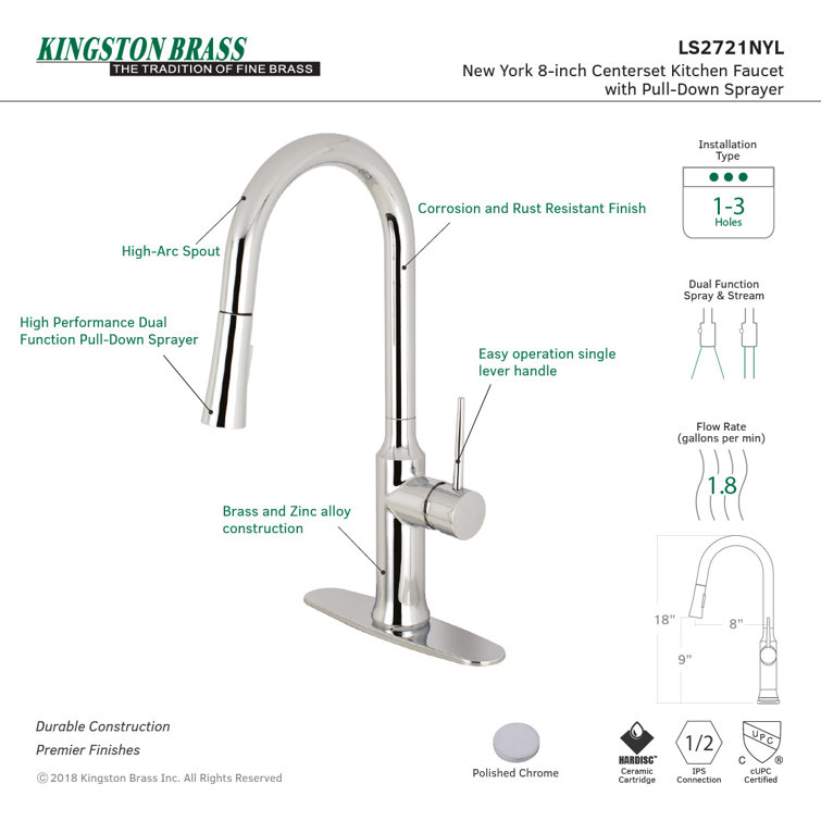 Polished Chrome Single-Handle Pull-Down Kitchen Faucet with Spray