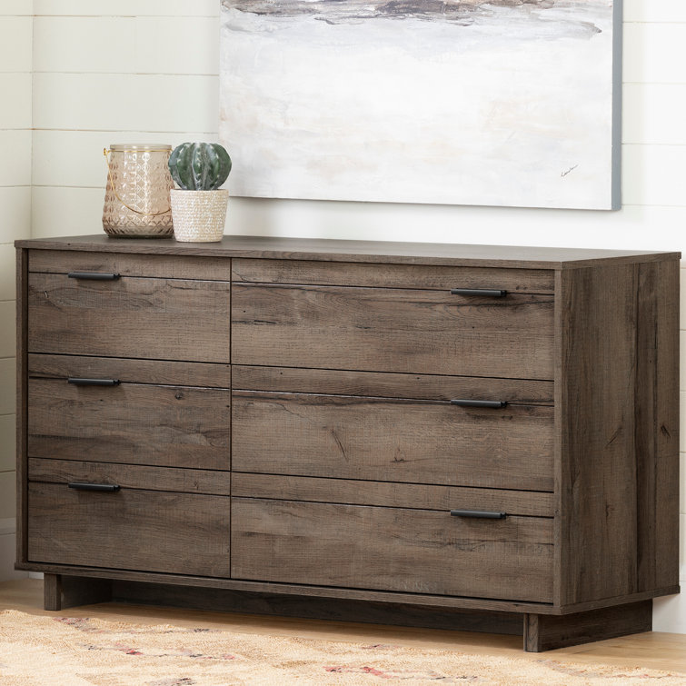 Fynn Fall Oak Industrial Double Dresser with Metal Drawer Pulls