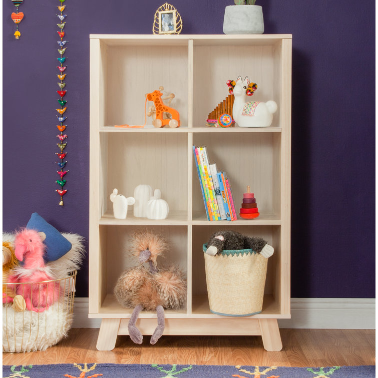 Hudson Playful Angular Legs Washed Natural Kids Cubby Bookcase