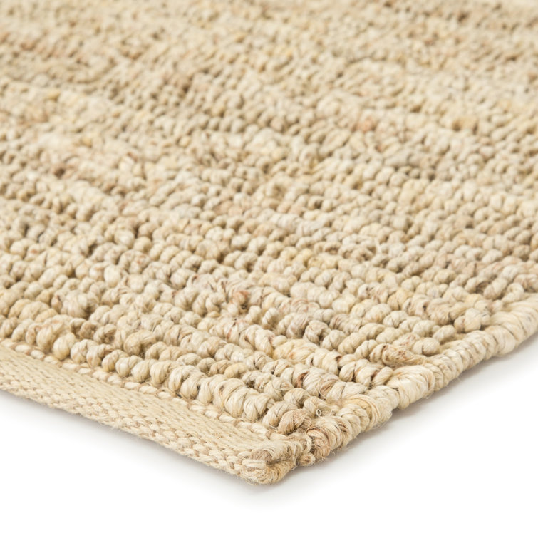 Handmade Beige Wool 9' x 12' Rectangular Rug