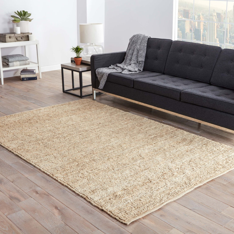 Handmade Beige Wool 9' x 12' Rectangular Rug