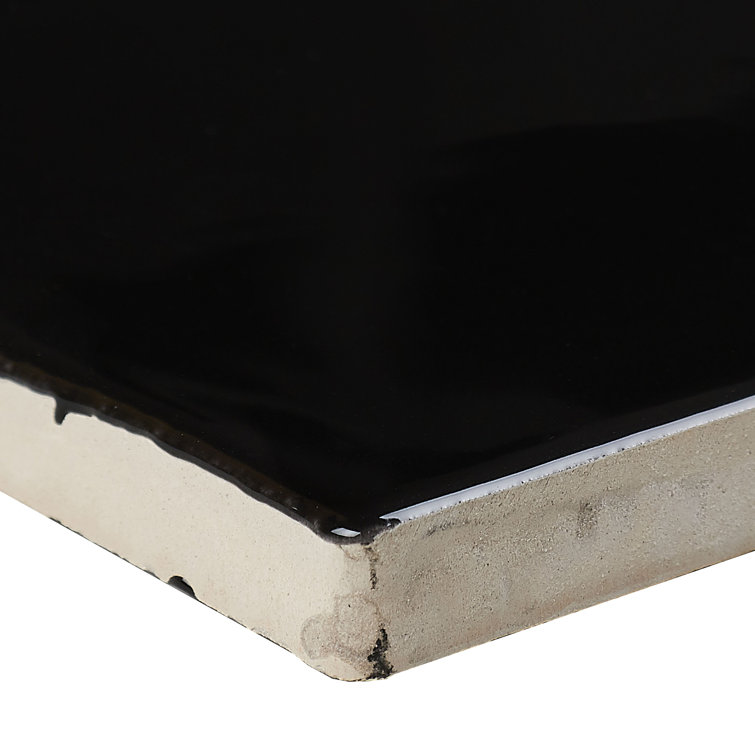 Florentine Gates Glossy Black Ceramic Subway Tile 3x12