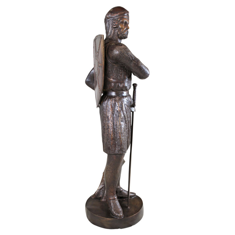 Bronze Medieval Soldier Garden Statue with Shield and Sword