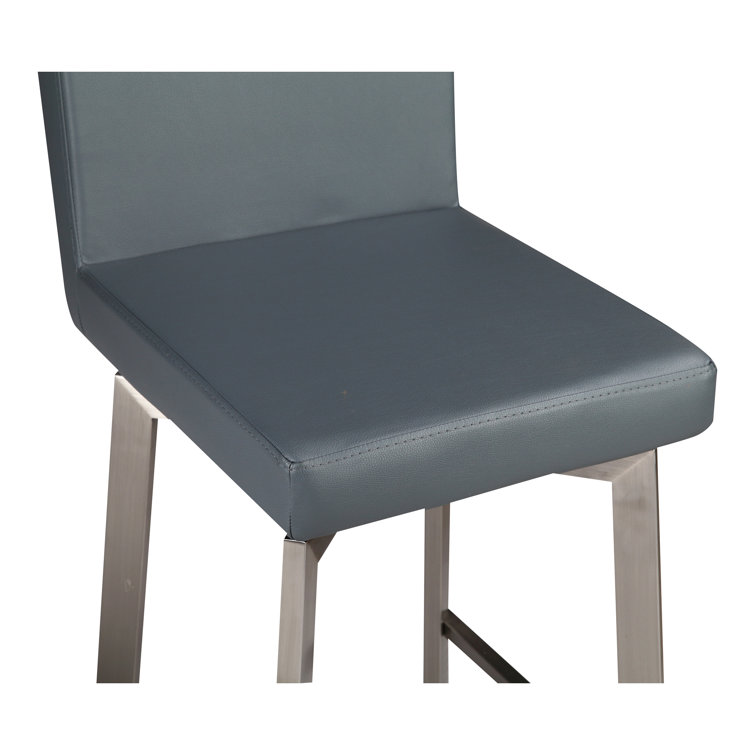 White Faux Leather Swivel Bar Stool with Stainless Steel Frame