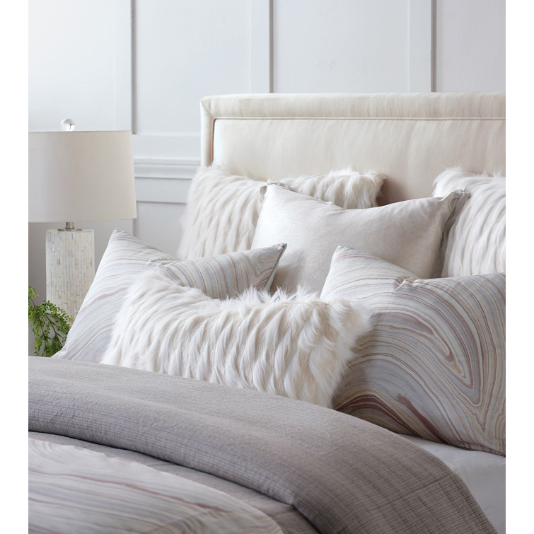 Luxurious White Faux Fur Square Pillow Cover & Insert