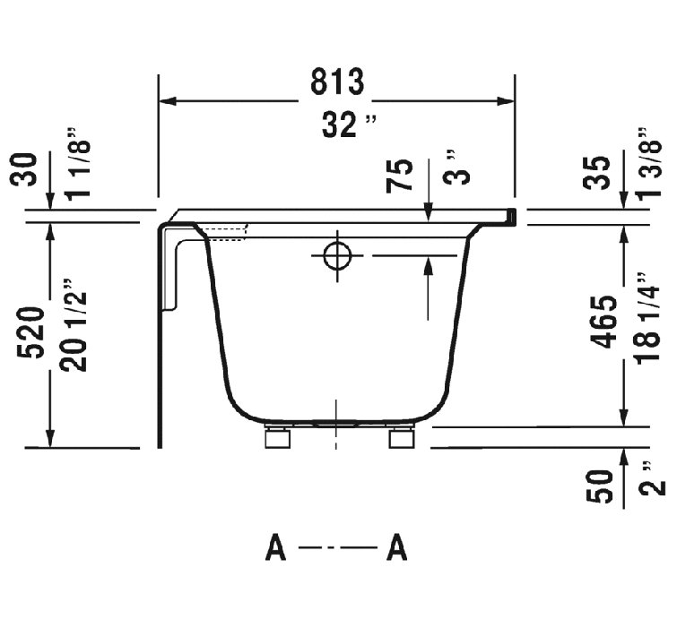 Architec 66" White Acrylic Alcove Soaking Bathtub