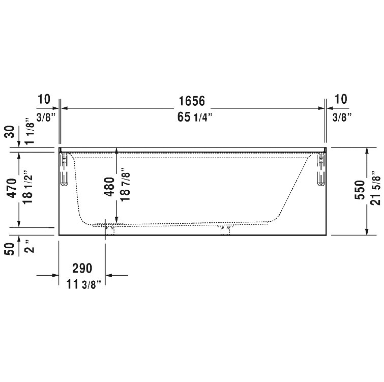Architec 66" White Acrylic Alcove Soaking Bathtub