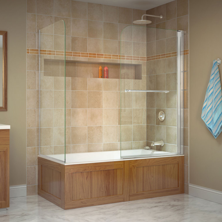 Aqua 56" x 58" Frameless Chrome Pivot Tub Door
