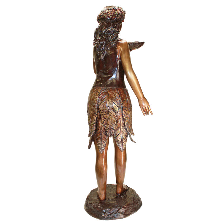 Bronze Leaf Maiden Garden Statue with Seashell