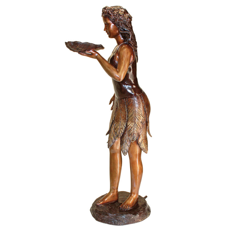 Bronze Leaf Maiden Garden Statue with Seashell