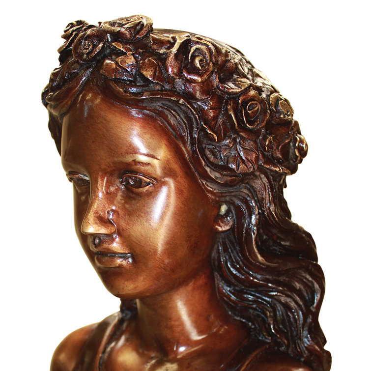Bronze Leaf Maiden Garden Statue with Seashell