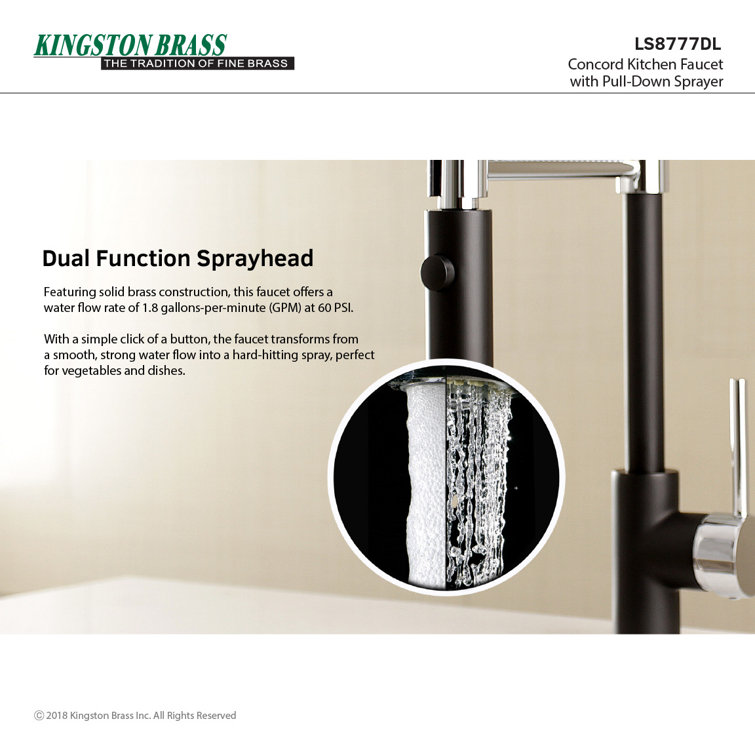 Matte Black and Chrome Single-Handle Pre-Rinse Kitchen Faucet