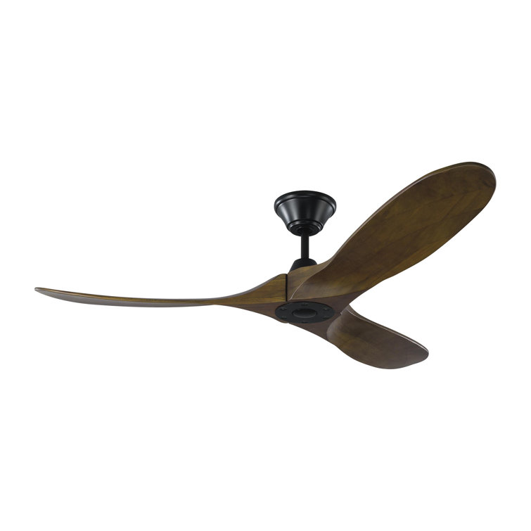 Matte Black and Dark Walnut 52" Solid Wood Ceiling Fan with Remote
